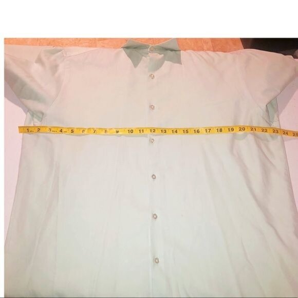 Van Heusen Slim Fit Fresh Defense Wrinkle-Free Dress Shirt 17 34/35 Light Green - Picture 5 of 5